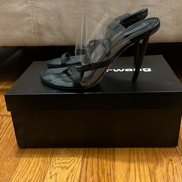 Alexander Wang PVC Marlow Slingback Heels Sz 39 🖤 Same Day Ship 🙋🏾‍♀️📦✈️✔️ - Picture 1 of 12